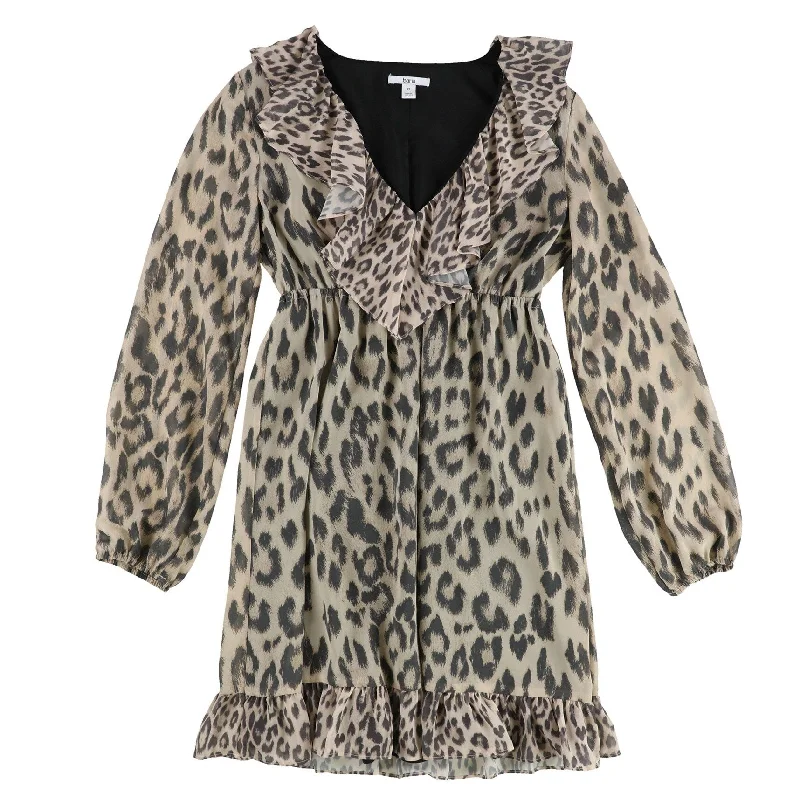 shift dressBar Iii Womens Animal Print Ruffled Dress