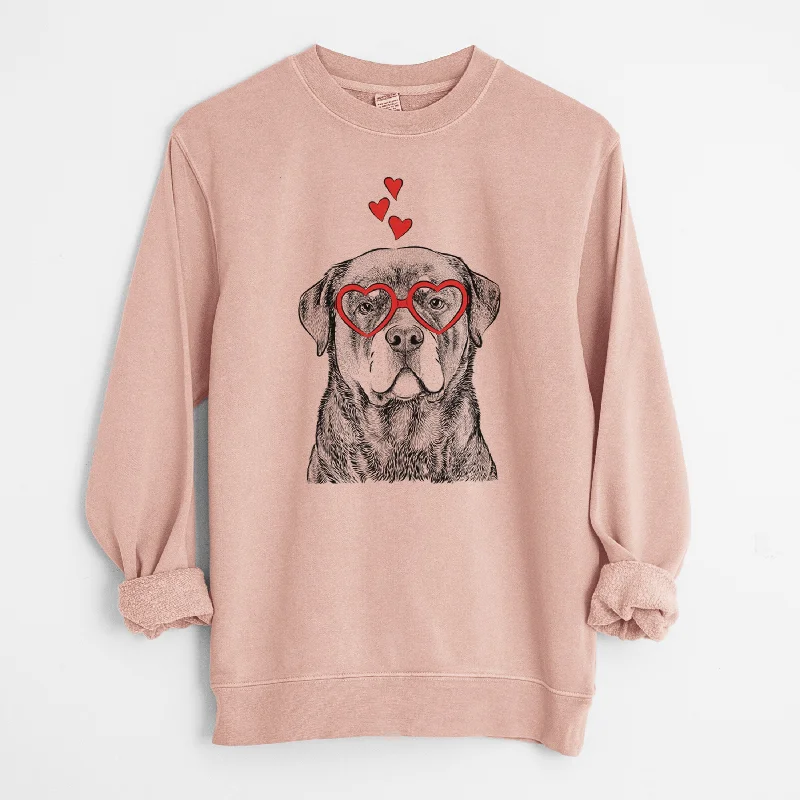 performance hoodie for gymValentine Sarge the Rottweiler - Unisex Pigment Dyed Crew Sweatshirt