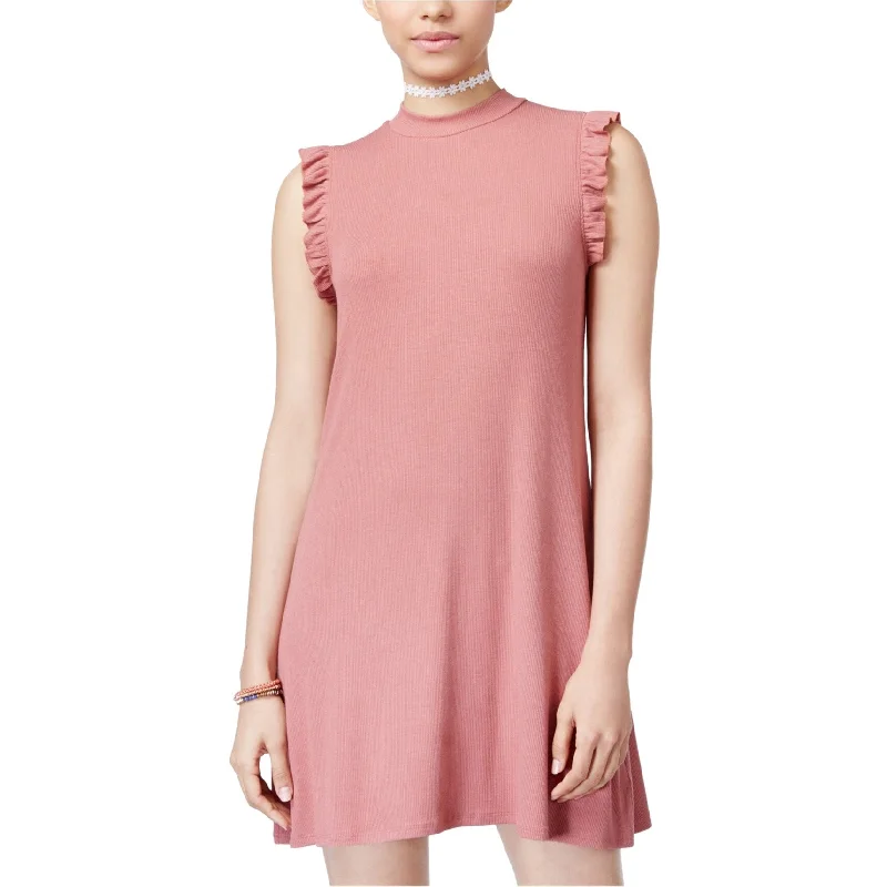 spaghetti strap dressOne Clothing Womens Ribbed Shift Dress, Pink, Large