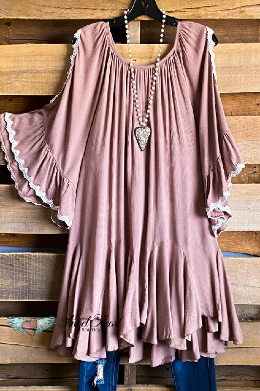 printed dressAHB EXCLUSIVE: Classy Oversized Tunic - Mocha