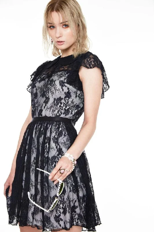 romantic dressLace Overlay Collar Dress