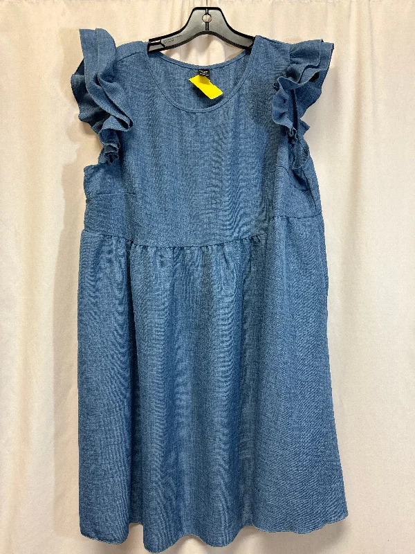 flowy dressDress Casual Midi By Shein In Blue, Size: 1x