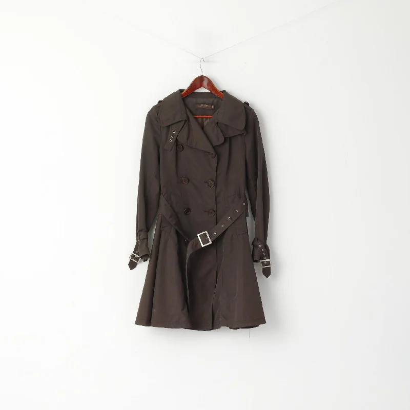 long coatBilly Jenny Italy Women M Coat Brown Double Breasted Trench Belted Classic Mac