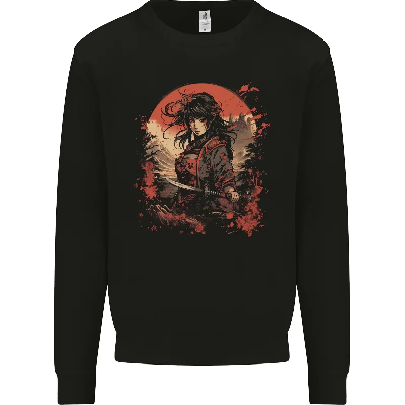 lightweight workout sweatshirtAnime Samurai Girl Fantasy Warrior Mens Sweatshirt Jumper