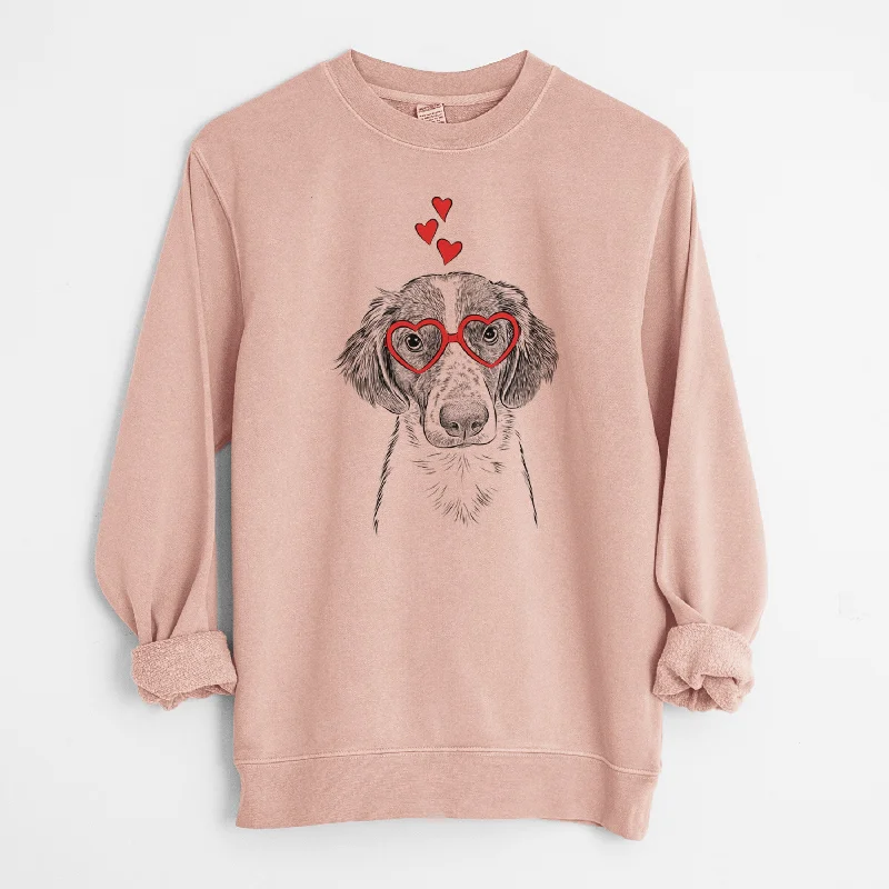 warm athletic hoodieValentine Holly the Brittany Spaniel - Unisex Pigment Dyed Crew Sweatshirt