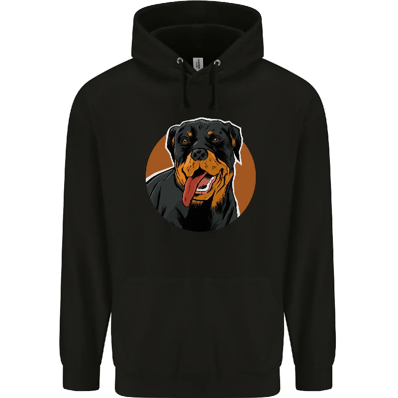 fitted hoodieA Happy Rottweiler Dog Mens 80% Cotton Hoodie