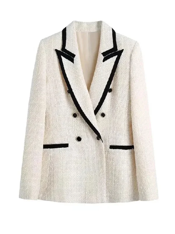 trendy wrap dressAlamea Statement Tweed Blazer in White