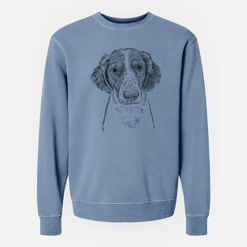 sleek gym hoodieBare Holly the Brittany Spaniel - Unisex Pigment Dyed Crew Sweatshirt