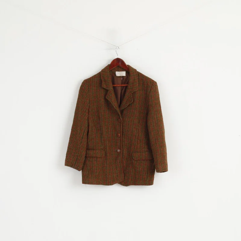 sleek and warm coatEastex Women 14 40 M Jacket Brown Wool Houndstooth Vintage Classic Blazer