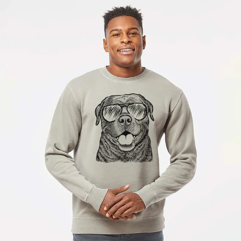 soft athletic sweatshirtAviator Kojak the Rottweiler - Unisex Pigment Dyed Crew Sweatshirt