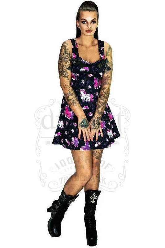 A-line dressCute Purple Unicorns Black Mini Dress - Emily