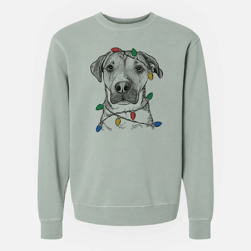 oversized sports sweatshirtChristmas Lights Nemo the Mixed Breed - Unisex Pigment Dyed Crew Sweatshirt