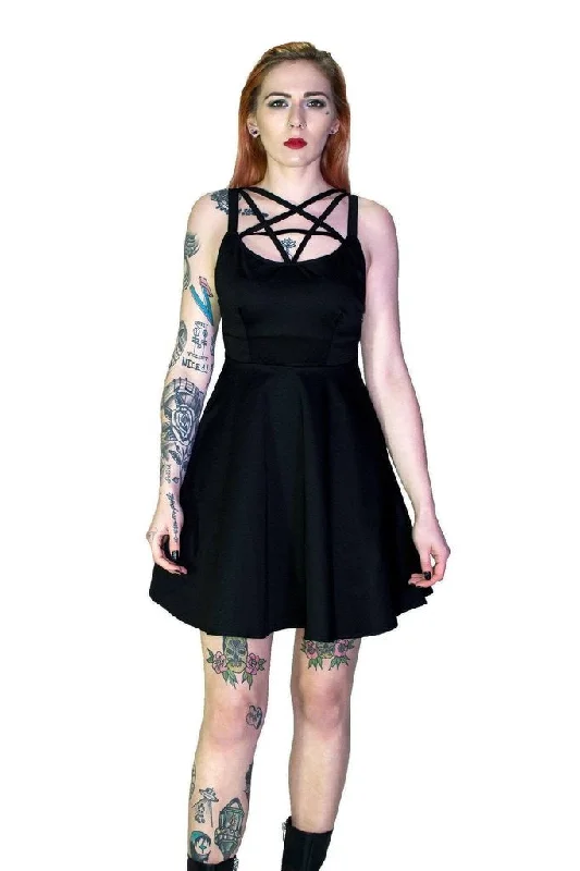 chic slip dressPentagram Strap Black Mini Dress - Tamsyn