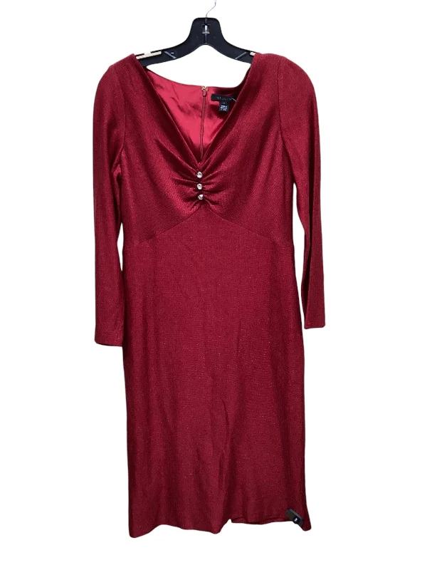 knit dressDress Party Midi By St. John In Red, Size: S