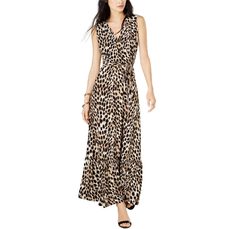 off-shoulder dressI-N-C Womens Leopard Print Maxi Dress