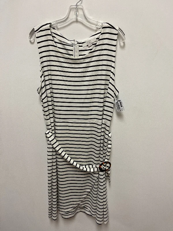 A-line dressDress Casual Midi By Loft In Striped Pattern, Size: 1x