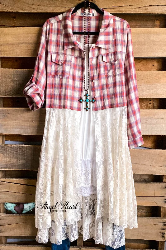 structured dressAHB EXCLUSIVE: Forever Dreaming Cardigan - Cherry/Plaid - 100% COTTON