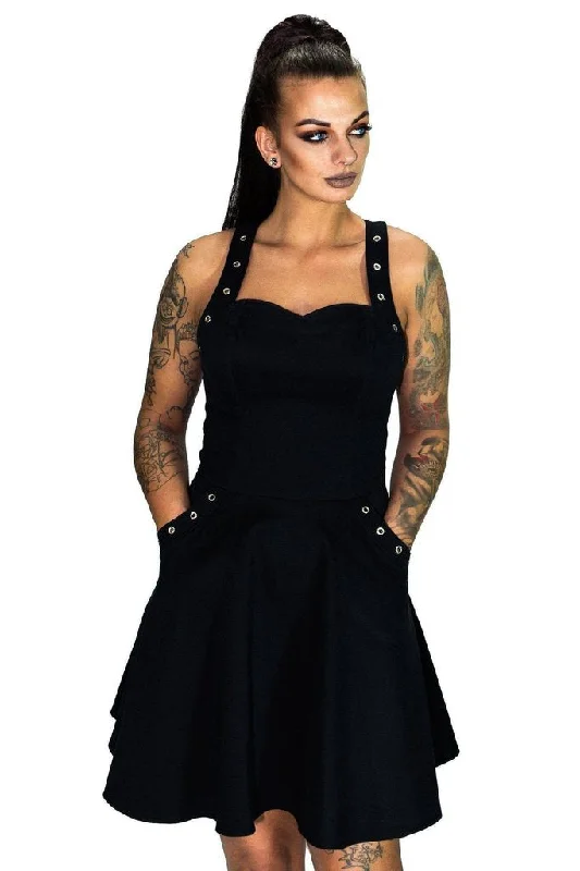 casual slip dressEyelets Pockets Black Midi Dress - Kendall