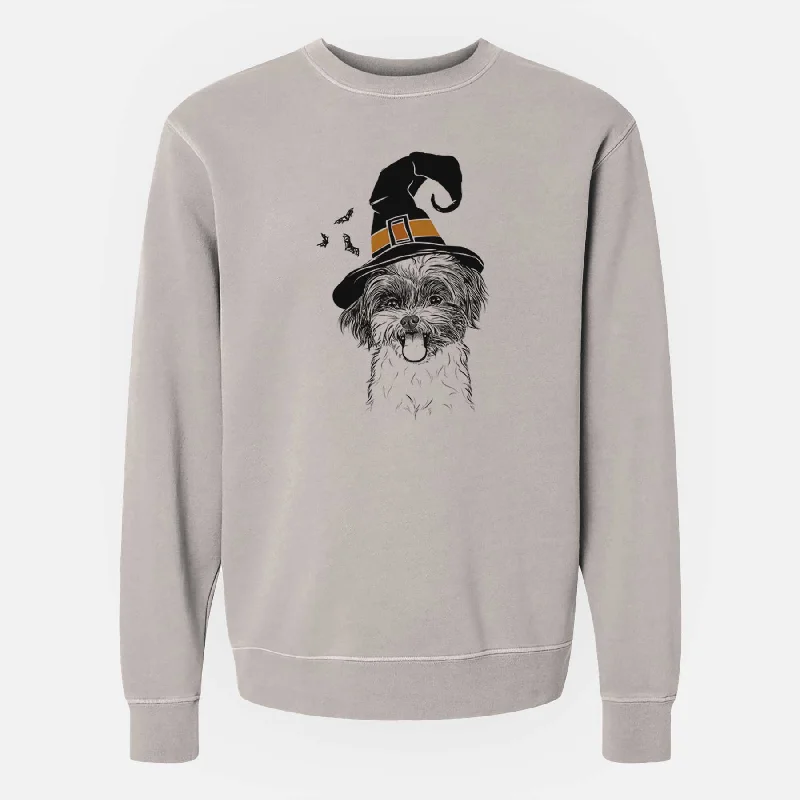 soft gym hoodieWitch Pepper the Shihpoo - Unisex Pigment Dyed Crew Sweatshirt