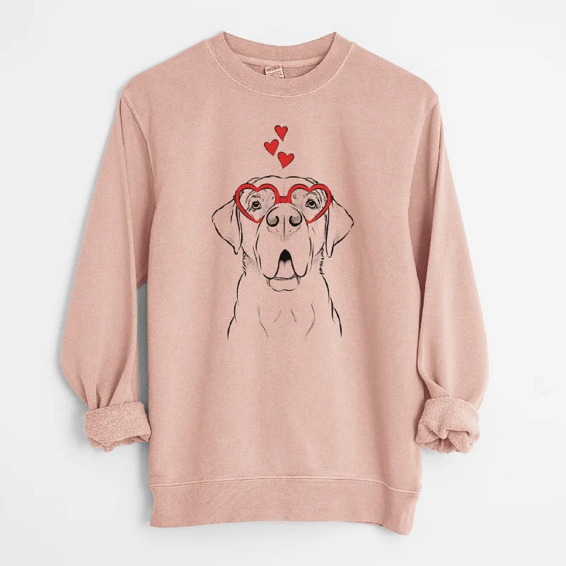 cozy workout hoodieValentine Ceasar the Labrador Hound Mix - Unisex Pigment Dyed Crew Sweatshirt