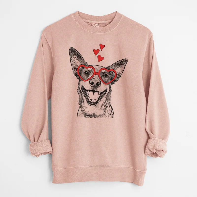 fitted workout sweatshirtValentine Lily the Australian Cattle Dog - Unisex Pigment Dyed Crew Sweatshirt