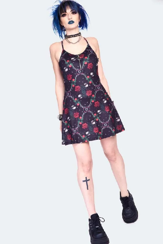 midi dressSkull And Roses Print Midi Dress