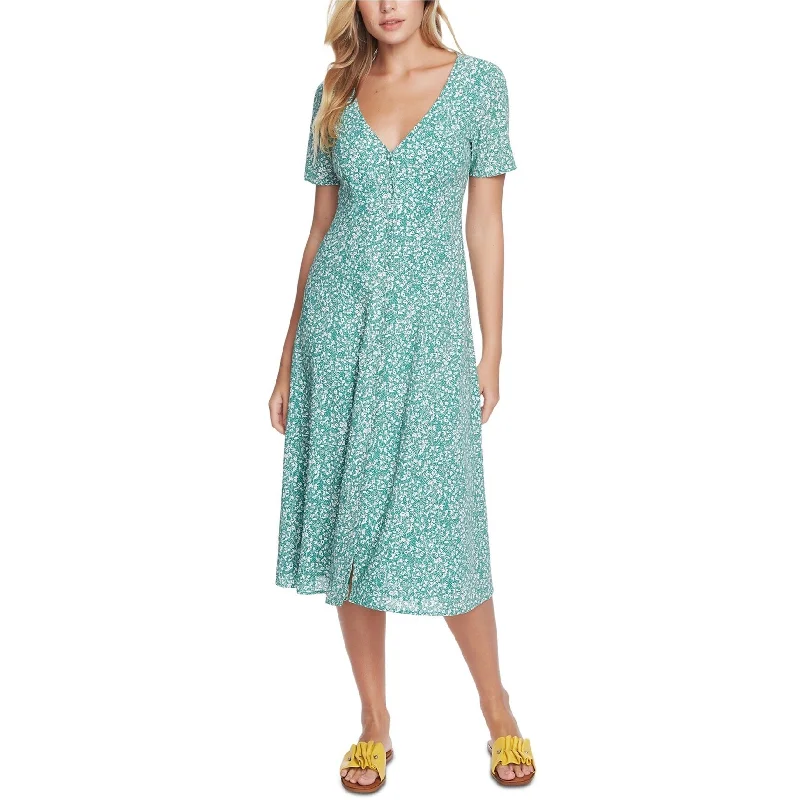 cocktail dress1.STATE Womens Floral Print Folk Belted Midi Dress, Green, 14