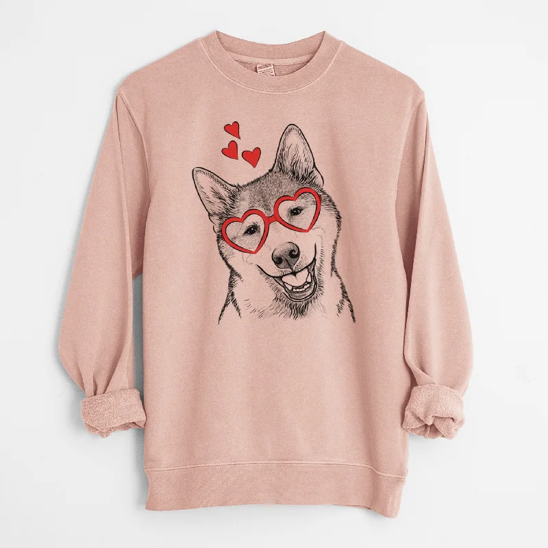 relaxed fit sports hoodieValentine Koby the Shiba Inu - Unisex Pigment Dyed Crew Sweatshirt