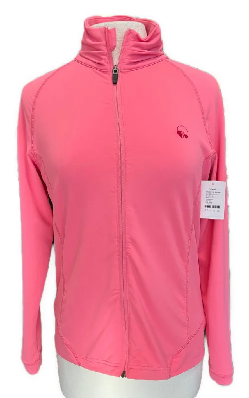 fitted coatPeter Millar Pink Full-Zip Mock Neck Women's Golf Jacket w/ Logo Size L MSP$125