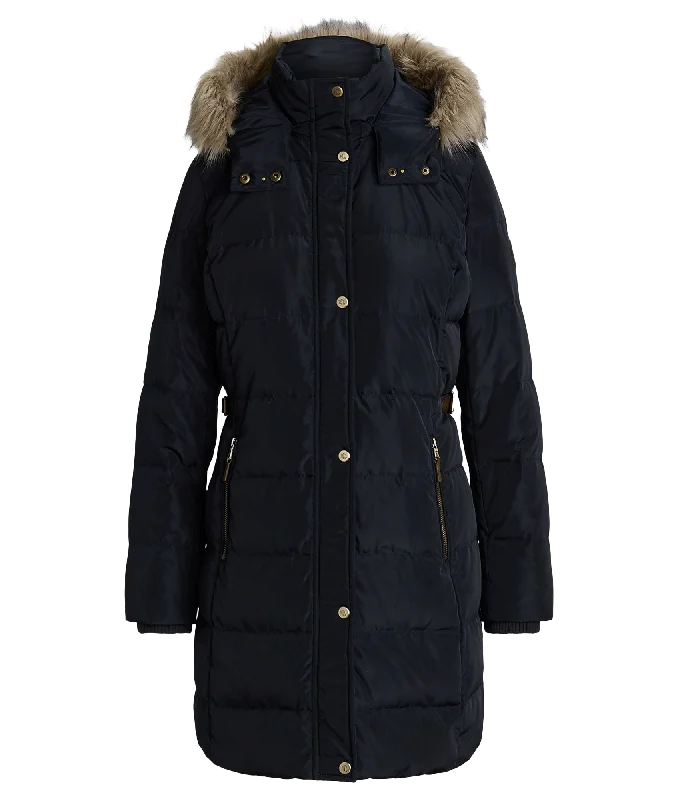 padded coatFaux-fur-trim Hooded Down Coat - Navy