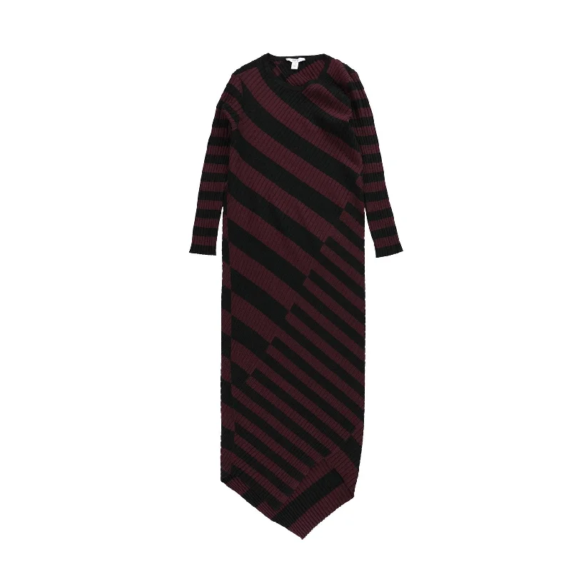 satin dressBar Iii Womens Stripe Asymmetrical Sweater Dress