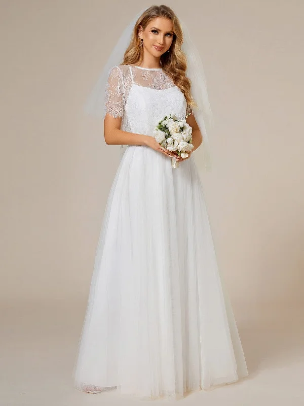 wrap dressLace Jacket A-Line Spaghetti Strap Wedding Dress