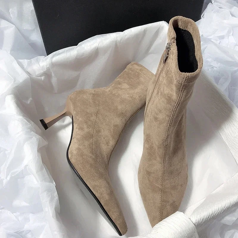 cocktail party dressDove Short Suede Statement Ankle Boots