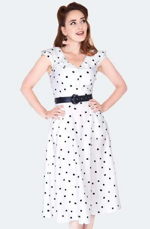 trendy wrap dressPolka Dot Wide Collar Midi Flare Dress