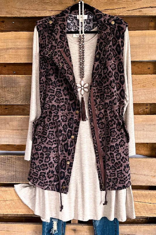 ashionable dressHarmonized With Joy Leopard Vest - Grey/Brown