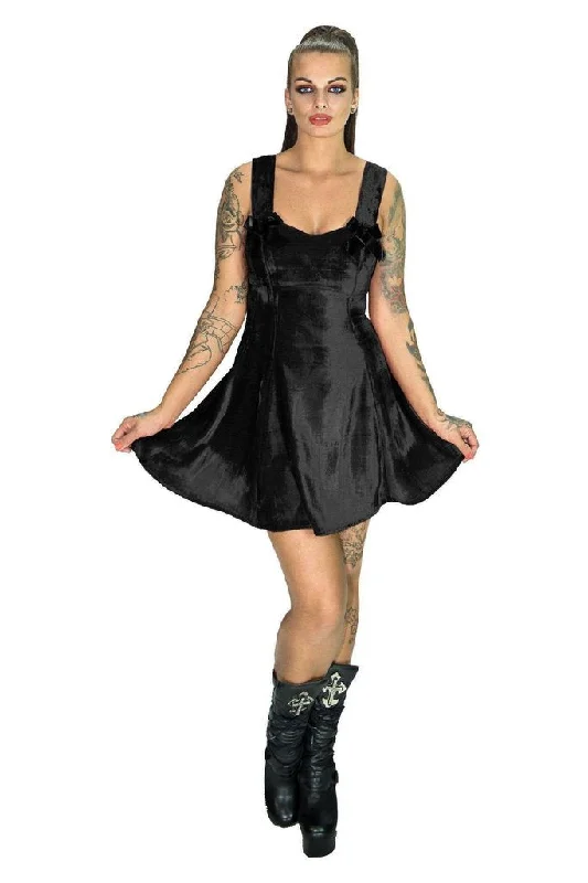 stylish party dressElegant Black Halterneck Velvet Dress - Skylar