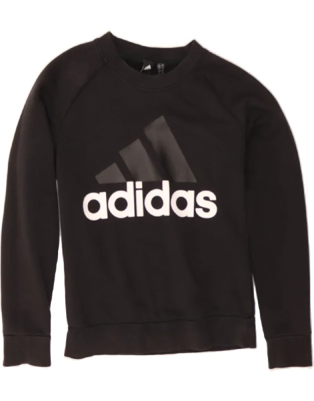 ADIDAS Womens Graphic Sweatshirt Jumper UK 4/6 XS Black Cotton