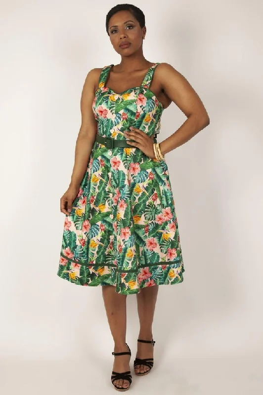 flowy evening dressJinkx Floral Tropical Print Dress