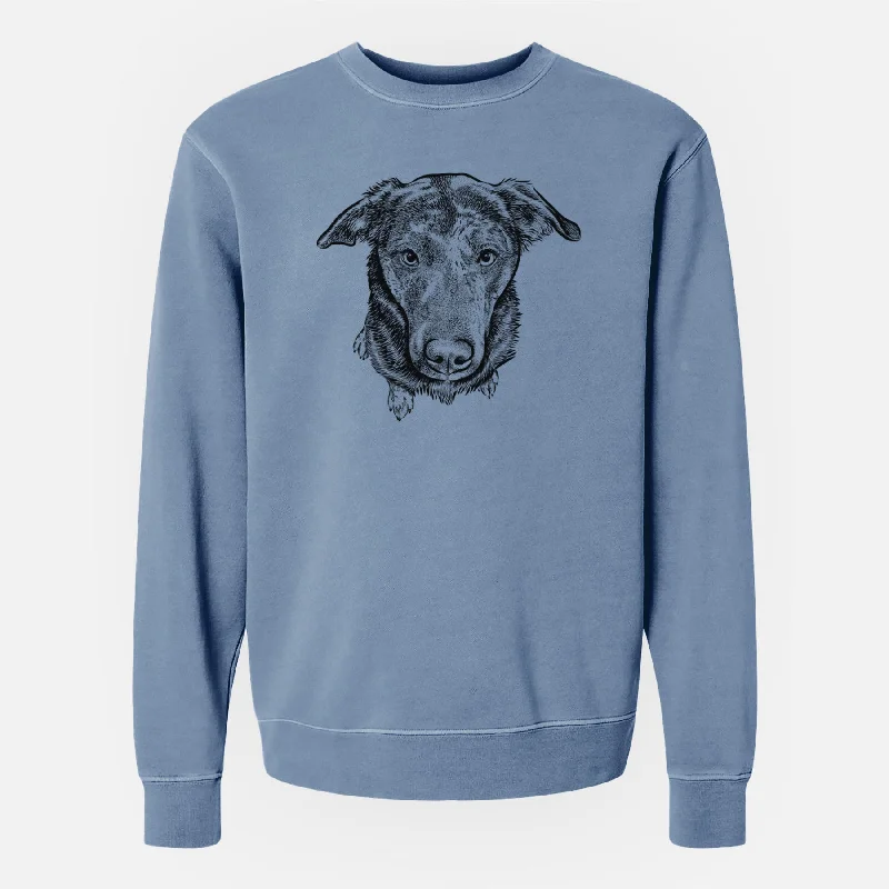 sporty casual hoodieBare Echo the Pitbull Beagle Mix - Unisex Pigment Dyed Crew Sweatshirt