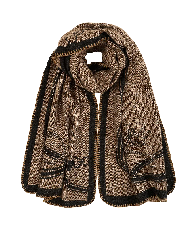 fitted trench coatBelting-motif Jacquard Blanket Scarf - Multi