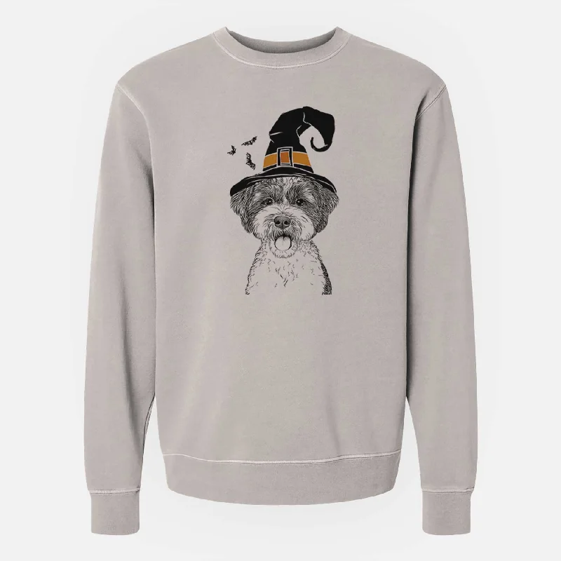 sleek sports hoodieWitch Bella the Cockapoo - Unisex Pigment Dyed Crew Sweatshirt