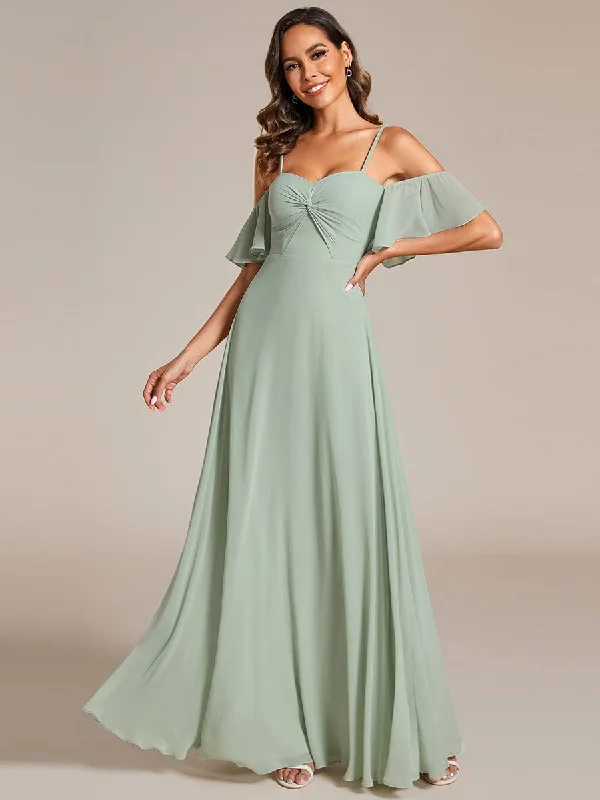 t-shirt dressSpaghetti Strap Sweetheart Chiffon A-line Bridesmaid Dress with Knot