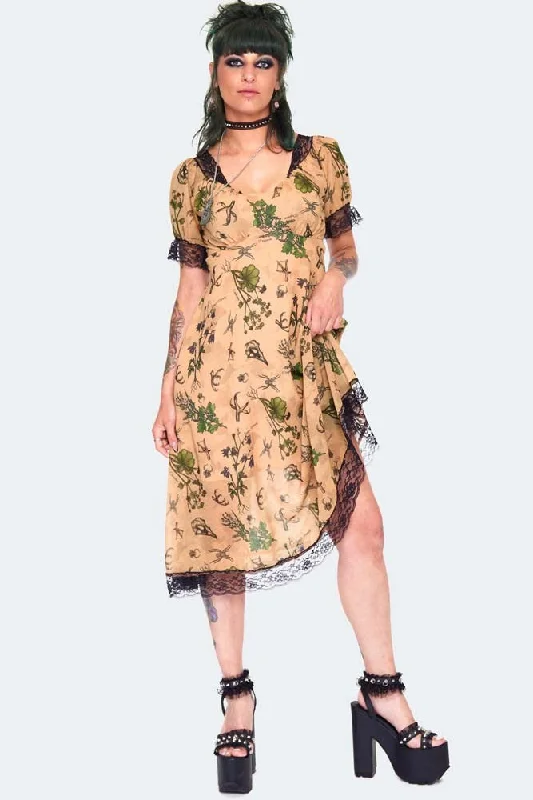 stylish party dressApothecary Print Midi Dress