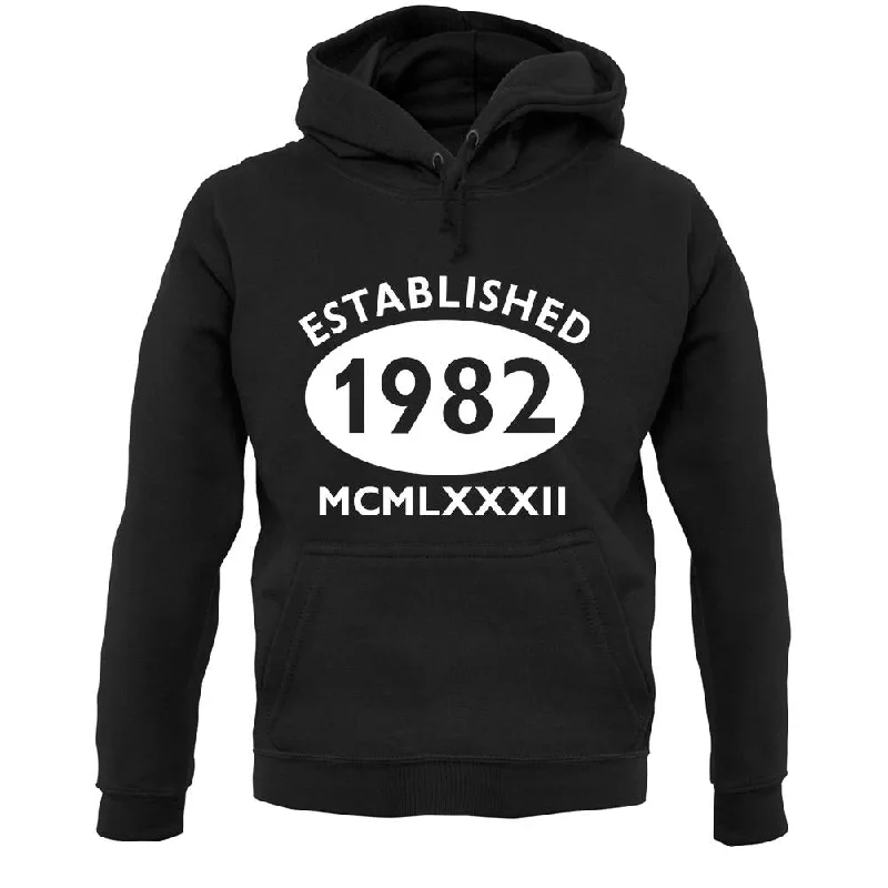 modern athletic hoodieEstablished 1982 Roman Numerals Unisex Hoodie