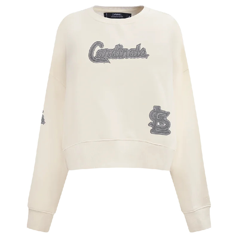 MLB ST. LOUIS CARDINALS REVERSE FRENCH TERRY WOMEN'S FLC CREWNECK (EGGSHELL)