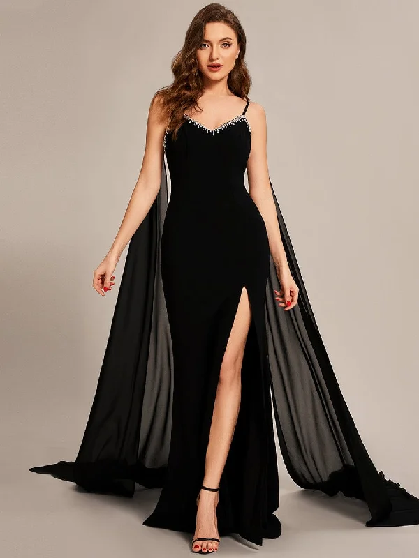 textured dressCustom Size Chiffon Streamer Spaghetti Strap Prom Dresses