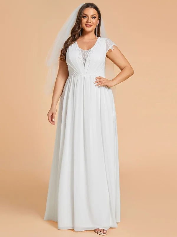 casual summer dressPlus Size Sleeveless V-Neck Chiffon Wedding Dresses