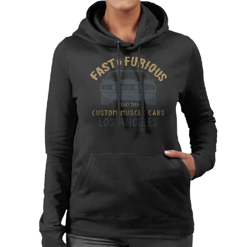 slim fit hoodieFast and Furious Custom Muscle Cars Los Angeles Women's Hooded Sweatshirt