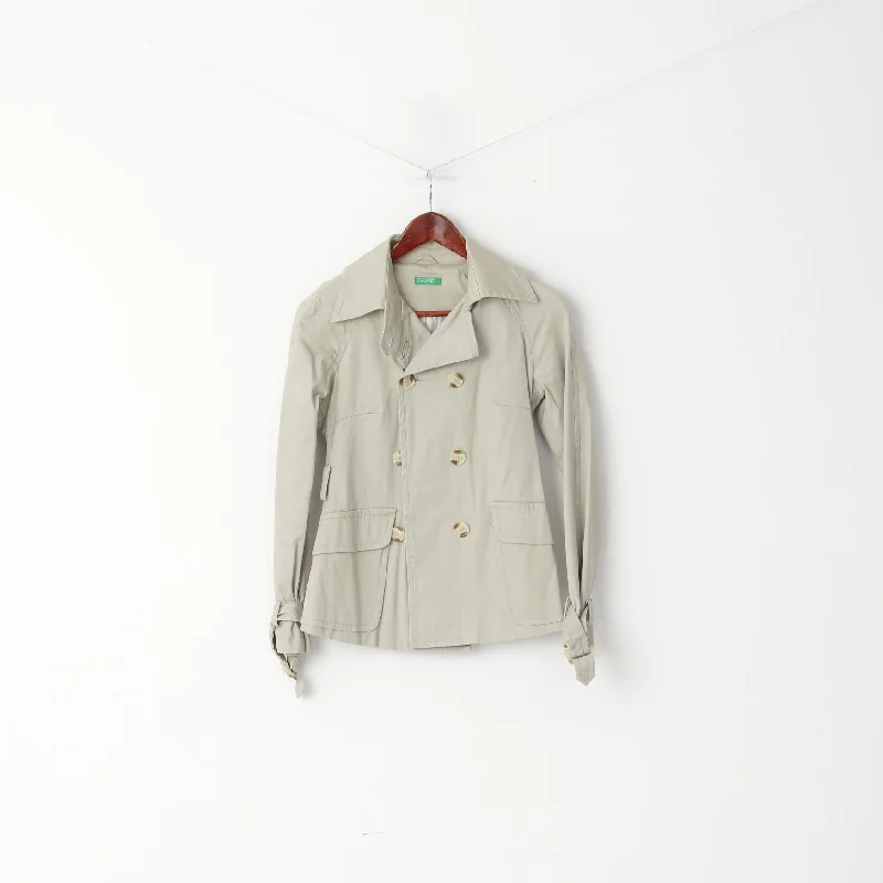 sleek trench coatUnited Colors Of Benetton Women 38 XS Jacket Beige Double Breasted Classic Top