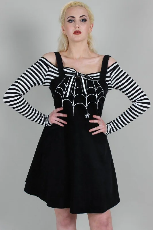 wrap-around dressCharlotte Spider Web Embroidery Overall Corduroy Dress